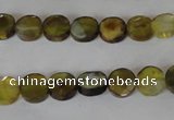 CAG4890 15 inches 8mm faceted coin fire crackle agate beads