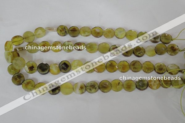 CAG4891 15 inches 12mm faceted coin fire crackle agate beads