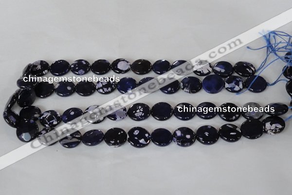 CAG4892 15 inches 15mm faceted coin fire crackle agate beads