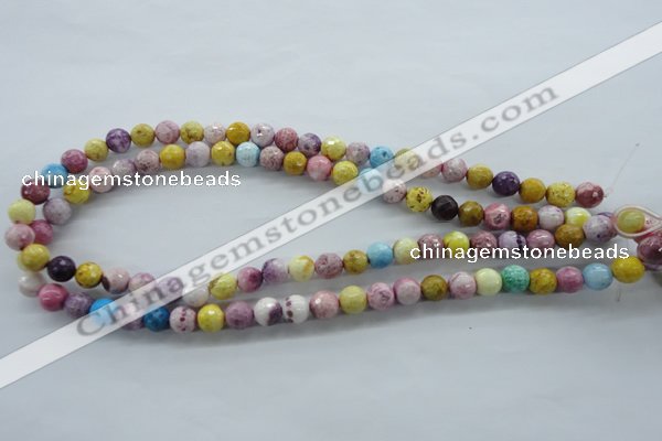 CAG4901 15.5 inches 8mm faceted round dyed white agate beads