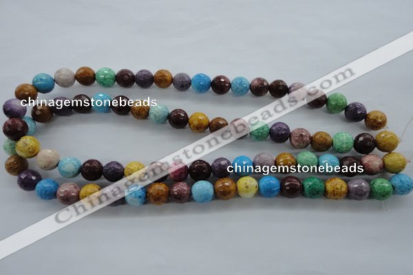 CAG4902 15.5 inches 10mm faceted round dyed white agate beads