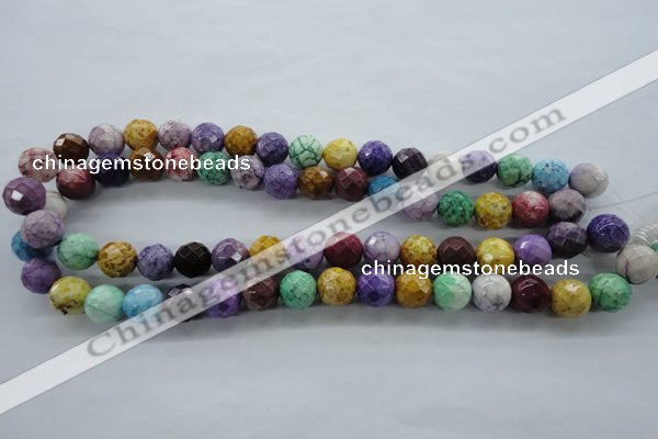 CAG4903 15.5 inches 12mm faceted round dyed white agate beads