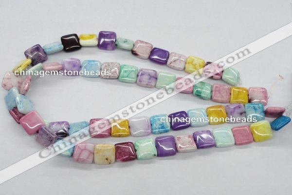 CAG4910 15.5 inches 12*12mm square dyed white agate beads