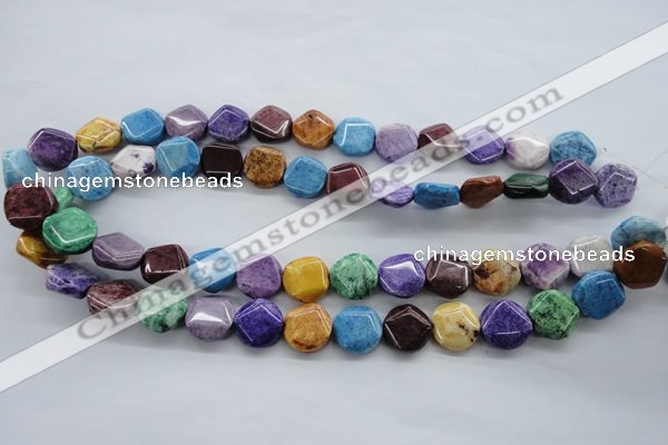 CAG4918 15.5 inches 14mm faceted coin dyed white agate beads