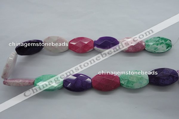 CAG4920 15.5 inches 20*30mm faceted & flat drum dyed white agate beads