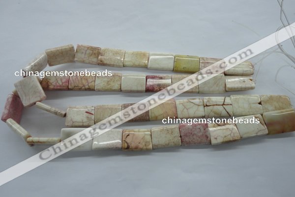 CAG4928 15.5 inches 16*20mm rectangle dyed white agate beads