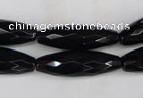 CAG5062 15.5 inches 10*30mm faceted rice black agate beads