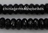 CAG5065 15.5 inches 6*12mm faceted rondelle black agate beads