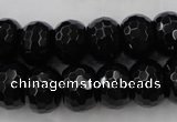 CAG5066 15.5 inches 10*13mm faceted rondelle black agate beads