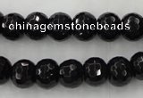 CAG5068 15.5 inches 8*10mm faceted rondelle black agate beads