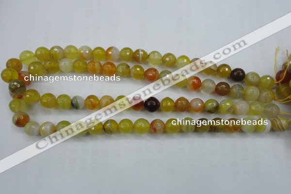 CAG5102 15.5 inches 8mm faceted round line agate beads wholesale