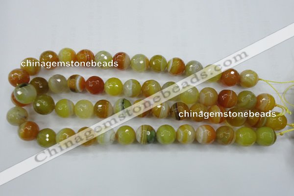 CAG5104 15.5 inches 12mm faceted round line agate beads wholesale