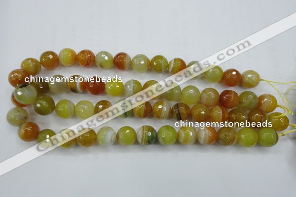 CAG5105 15.5 inches 14mm faceted round line agate beads wholesale