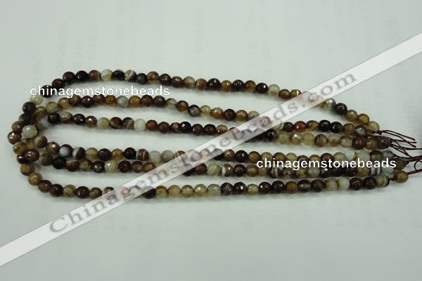 CAG5106 15.5 inches 6mm faceted round line agate beads wholesale