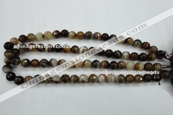 CAG5107 15.5 inches 8mm faceted round line agate beads wholesale