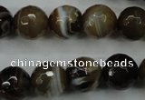 CAG5110 15.5 inches 14mm faceted round line agate beads wholesale