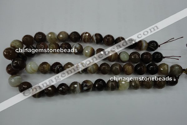 CAG5110 15.5 inches 14mm faceted round line agate beads wholesale
