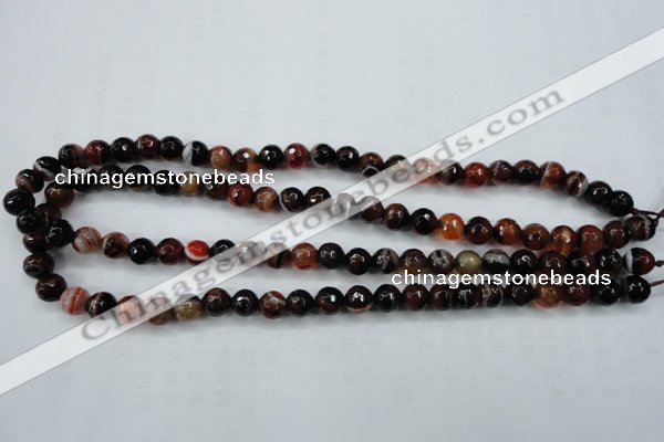 CAG5112 15.5 inches 8mm faceted round line agate beads wholesale