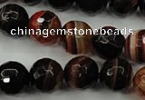 CAG5114 15.5 inches 12mm faceted round line agate beads wholesale