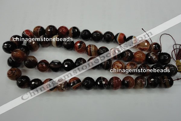 CAG5114 15.5 inches 12mm faceted round line agate beads wholesale