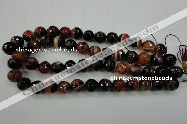 CAG5115 15.5 inches 14mm faceted round line agate beads wholesale