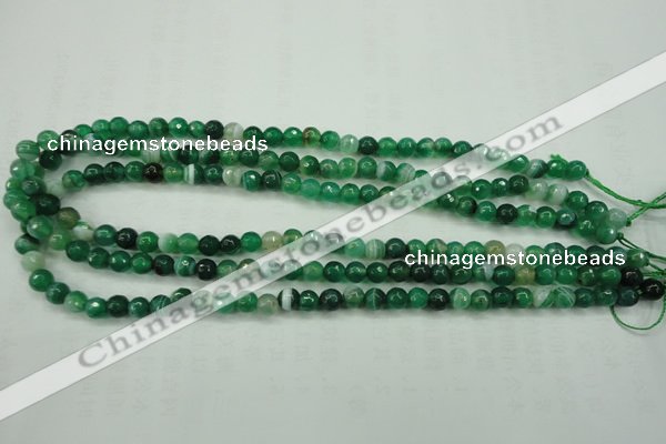 CAG5120 15.5 inches 4mm faceted round line agate beads wholesale