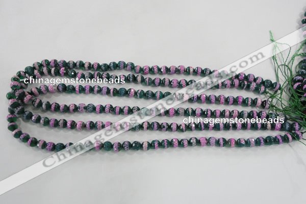 CAG5137 15 inches 6mm faceted round tibetan agate beads wholesale