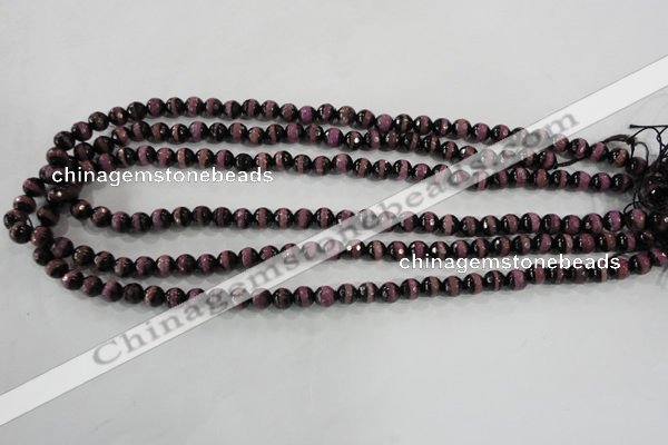 CAG5138 15 inches 6mm faceted round tibetan agate beads wholesale