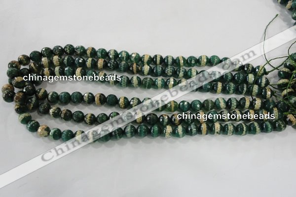 CAG5141 15 inches 8mm faceted round tibetan agate beads wholesale