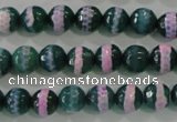 CAG5142 15 inches 8mm faceted round tibetan agate beads wholesale