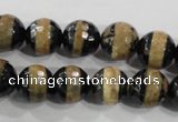 CAG5145 15 inches 10mm faceted round tibetan agate beads wholesale