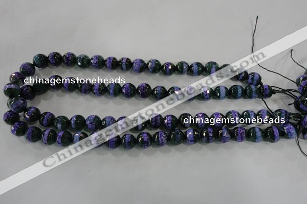 CAG5148 15 inches 10mm faceted round tibetan agate beads wholesale