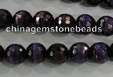 CAG5150 15 inches 10mm faceted round tibetan agate beads wholesale