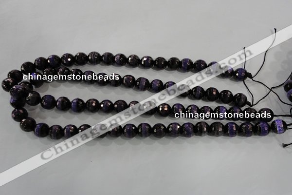 CAG5150 15 inches 10mm faceted round tibetan agate beads wholesale