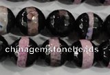 CAG5153 15 inches 12mm faceted round tibetan agate beads wholesale