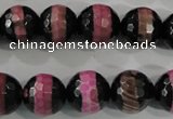 CAG5154 15 inches 12mm faceted round tibetan agate beads wholesale