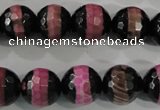 CAG5154 15 inches 12mm faceted round tibetan agate beads wholesale