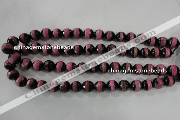 CAG5154 15 inches 12mm faceted round tibetan agate beads wholesale