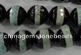 CAG5156 15 inches 12mm faceted round tibetan agate beads wholesale