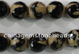 CAG5164 15 inches 12mm faceted round tibetan agate beads wholesale