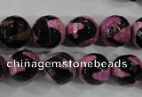 CAG5166 15 inches 12mm faceted round tibetan agate beads wholesale