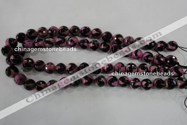 CAG5166 15 inches 12mm faceted round tibetan agate beads wholesale