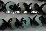 CAG5169 15 inches 14mm faceted round tibetan agate beads wholesale