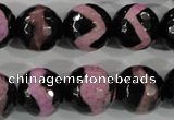 CAG5170 15 inches 14mm faceted round tibetan agate beads wholesale