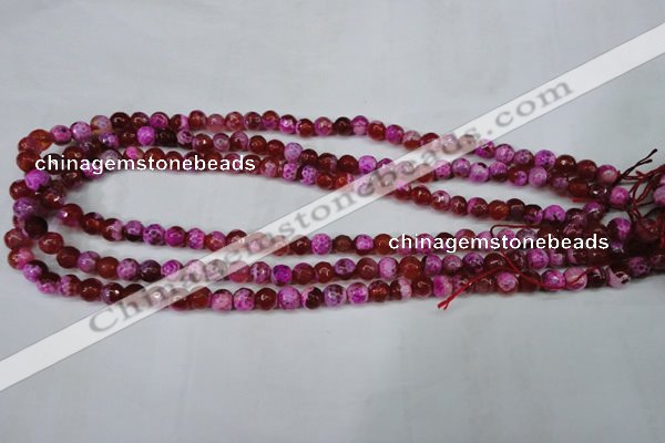 CAG5181 15 inches 6mm faceted round fire crackle agate beads