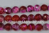 CAG5182 15 inches 8mm faceted round fire crackle agate beads