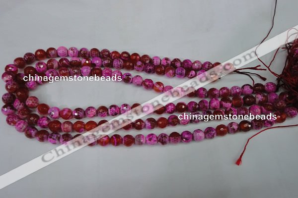 CAG5182 15 inches 8mm faceted round fire crackle agate beads