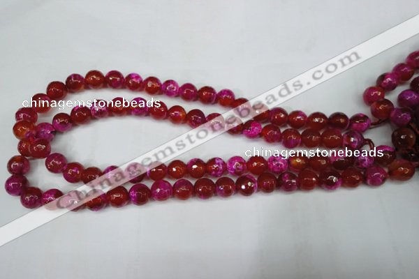 CAG5183 15 inches 10mm faceted round fire crackle agate beads