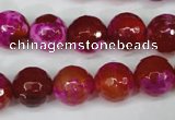 CAG5184 15 inches 12mm faceted round fire crackle agate beads