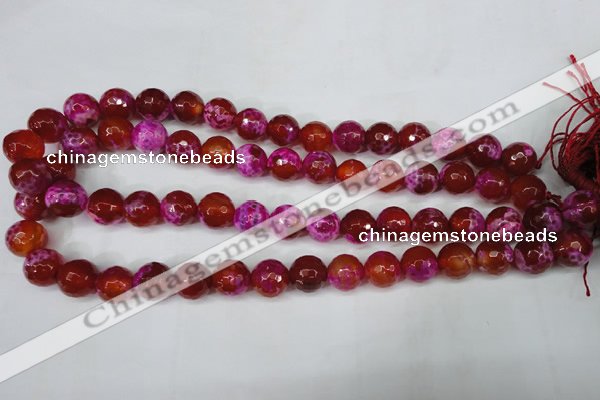 CAG5184 15 inches 12mm faceted round fire crackle agate beads